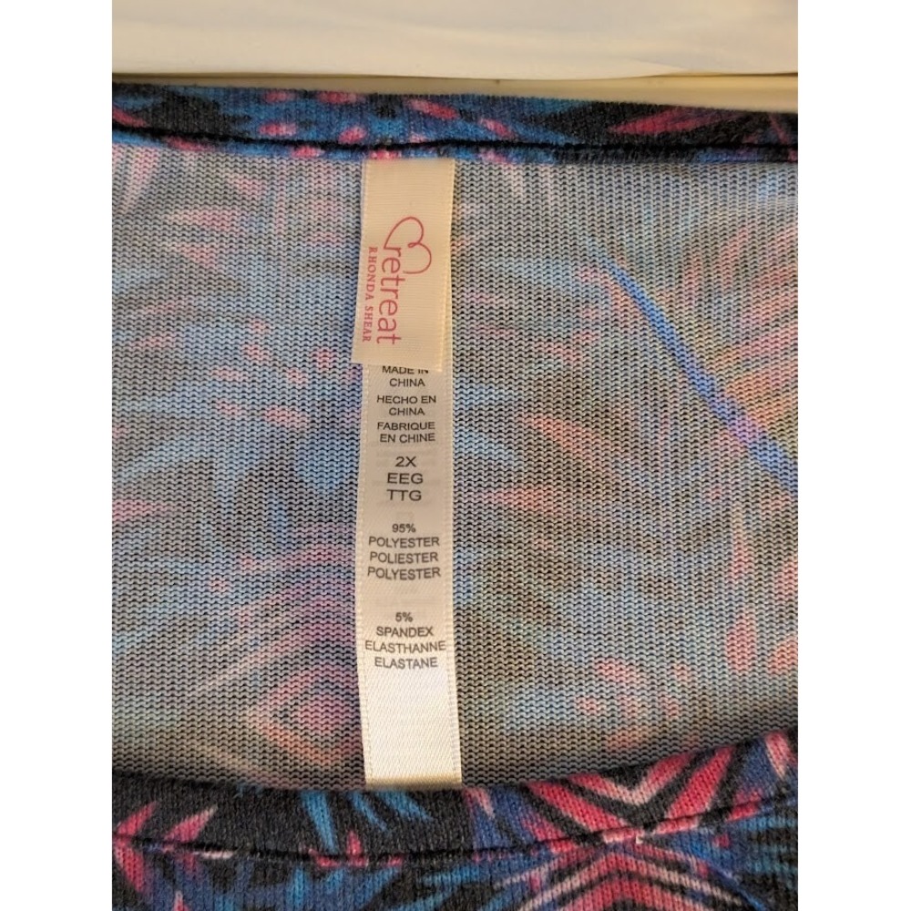 Retreat by Rhonda Shear Women's Multicolor Drawstring Top Size 2X -‎ New - Picture 4 of 4